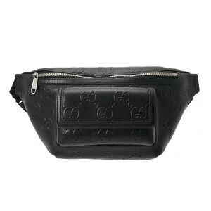 Gucci GG Embossed Belt Bag Black Leather Body